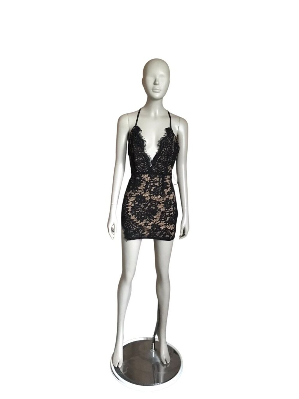 NWT Tobi Black and Tan Lace Mini Dress